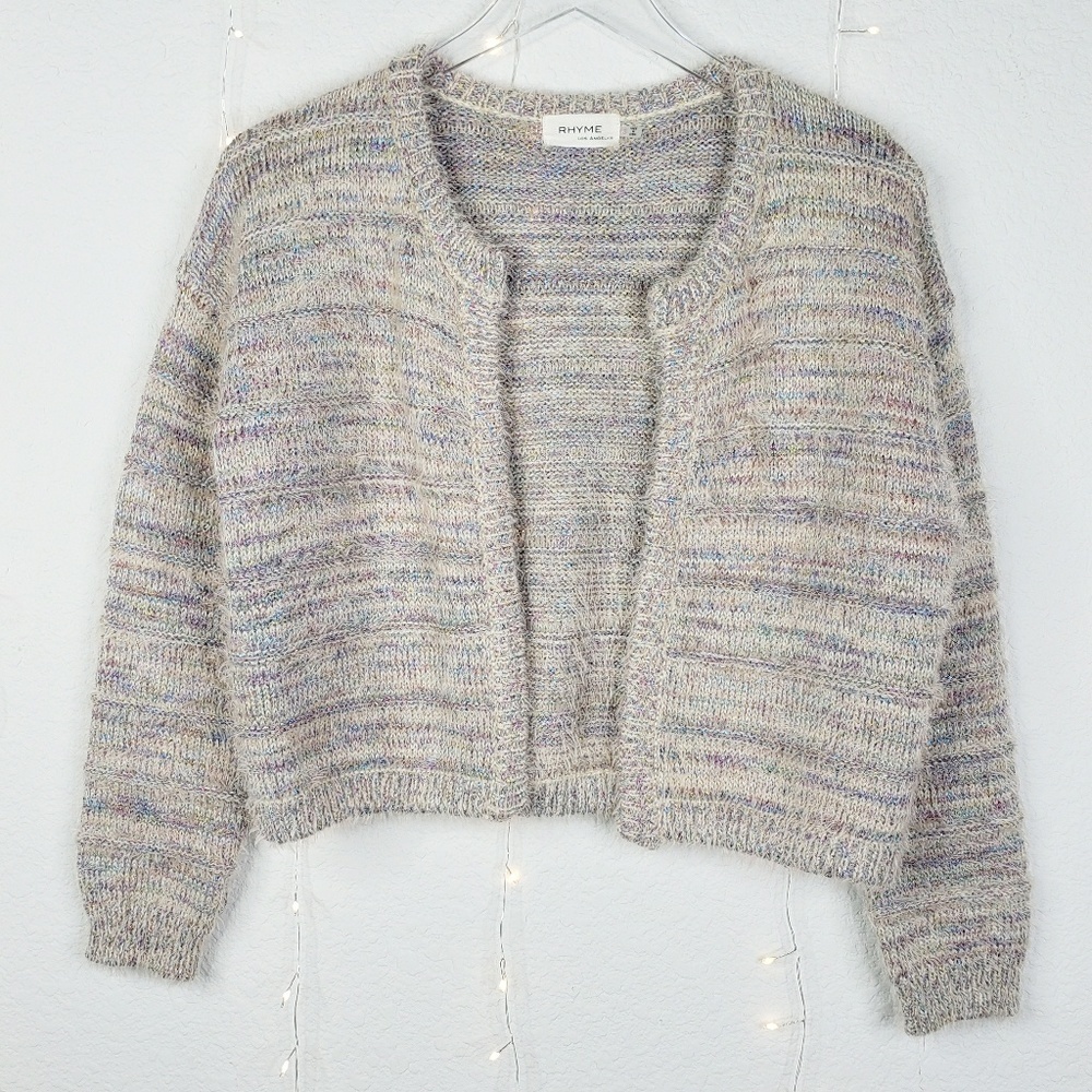 RHYME Metallic Knit Open Front Cardigan Jacket S
